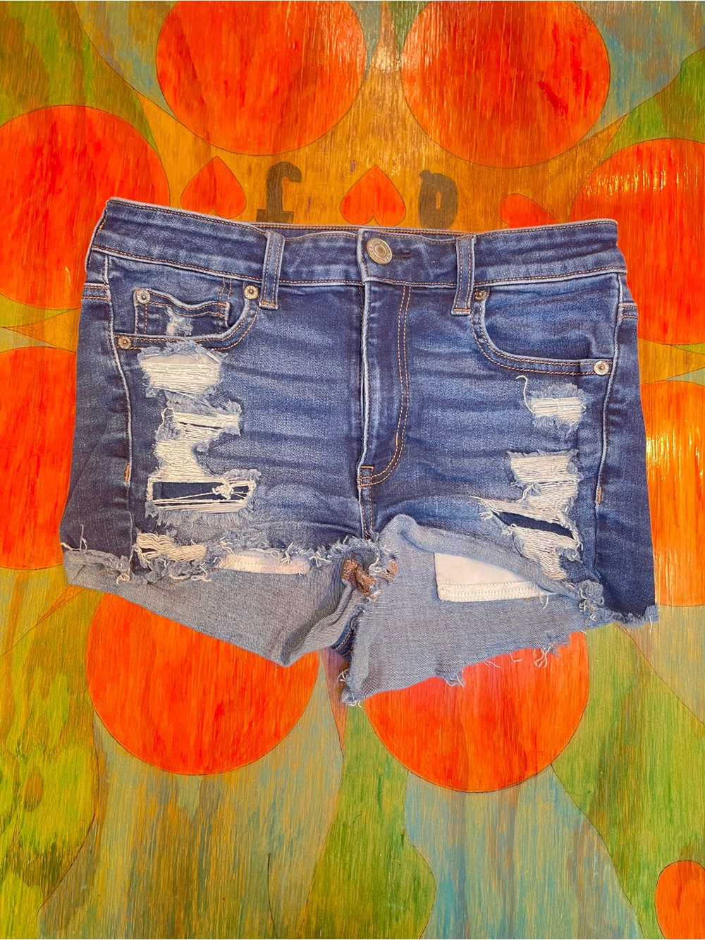 American Eagle Outfitters Blue Denim Jeans Stretch Pockets Womens Size 6 Hi Rise